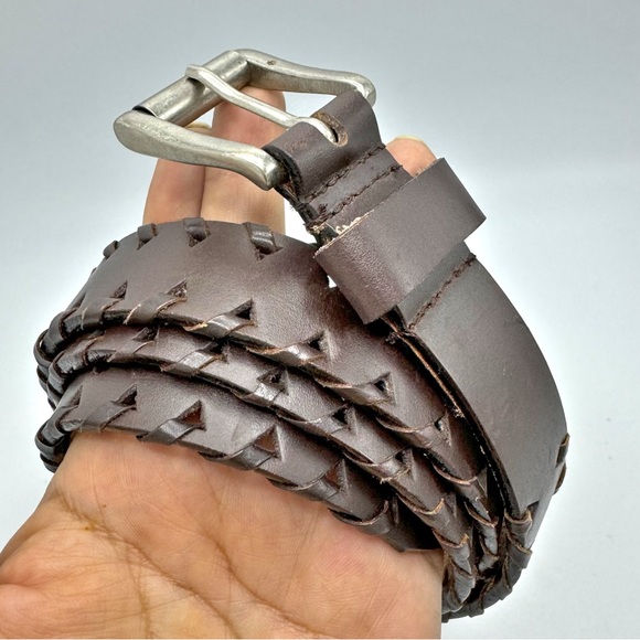 Capezio Brown Leather braided Belt Size M/L Medium Large - Picture 2 of 8